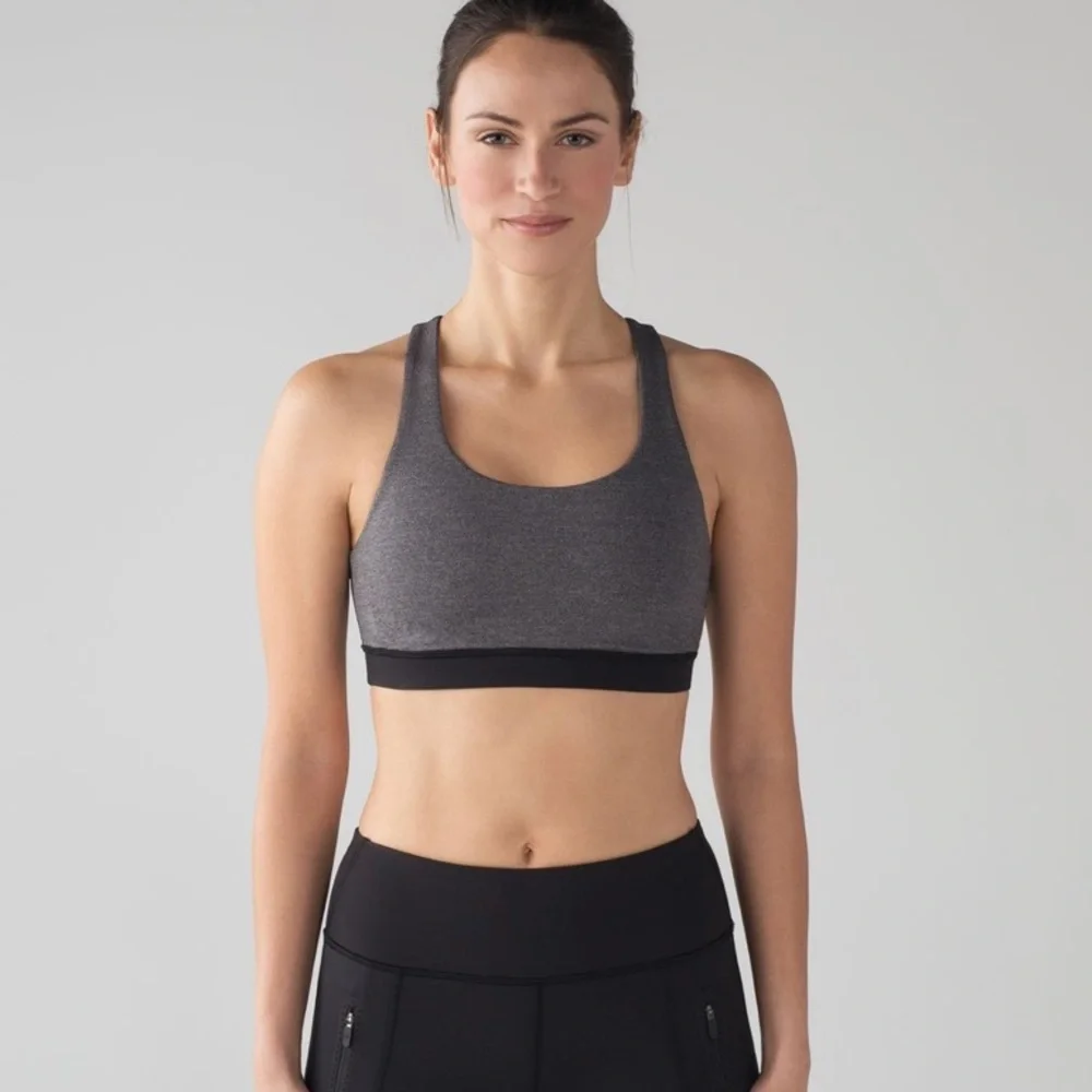 lululemon athletica Invigorate Bra Heathered Black Sz 8 - Picture 4 of 12